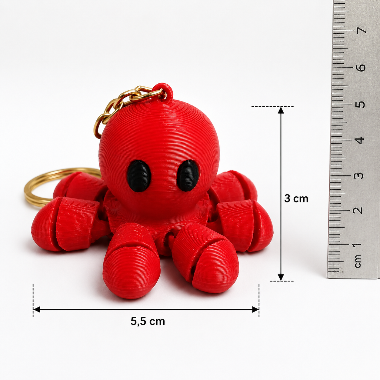 Chaveiro Polvo Articulado Colorido – Impressão 3D - Imagem 2