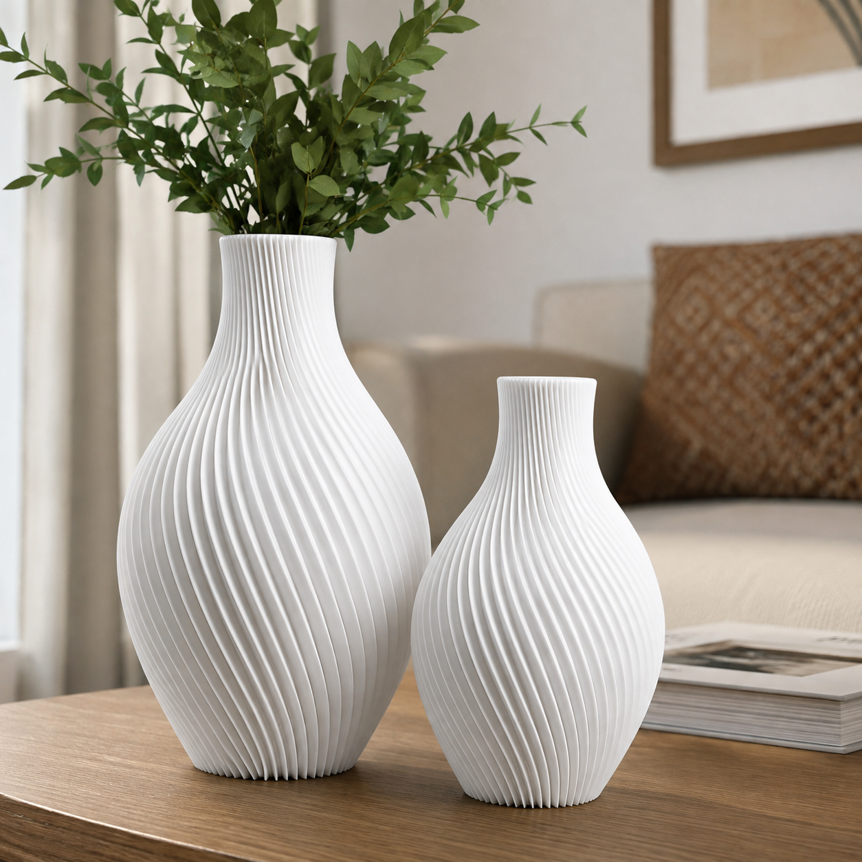 Vaso Decorativo Moderno Espiral – Design Sofisticado para Valorizar o Ambiente