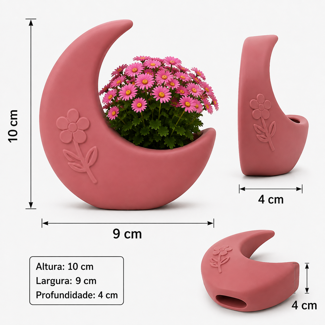 aso Meia Lua Pequeno Decorativo Para Mesa... Plantas Flores - Imagem 2